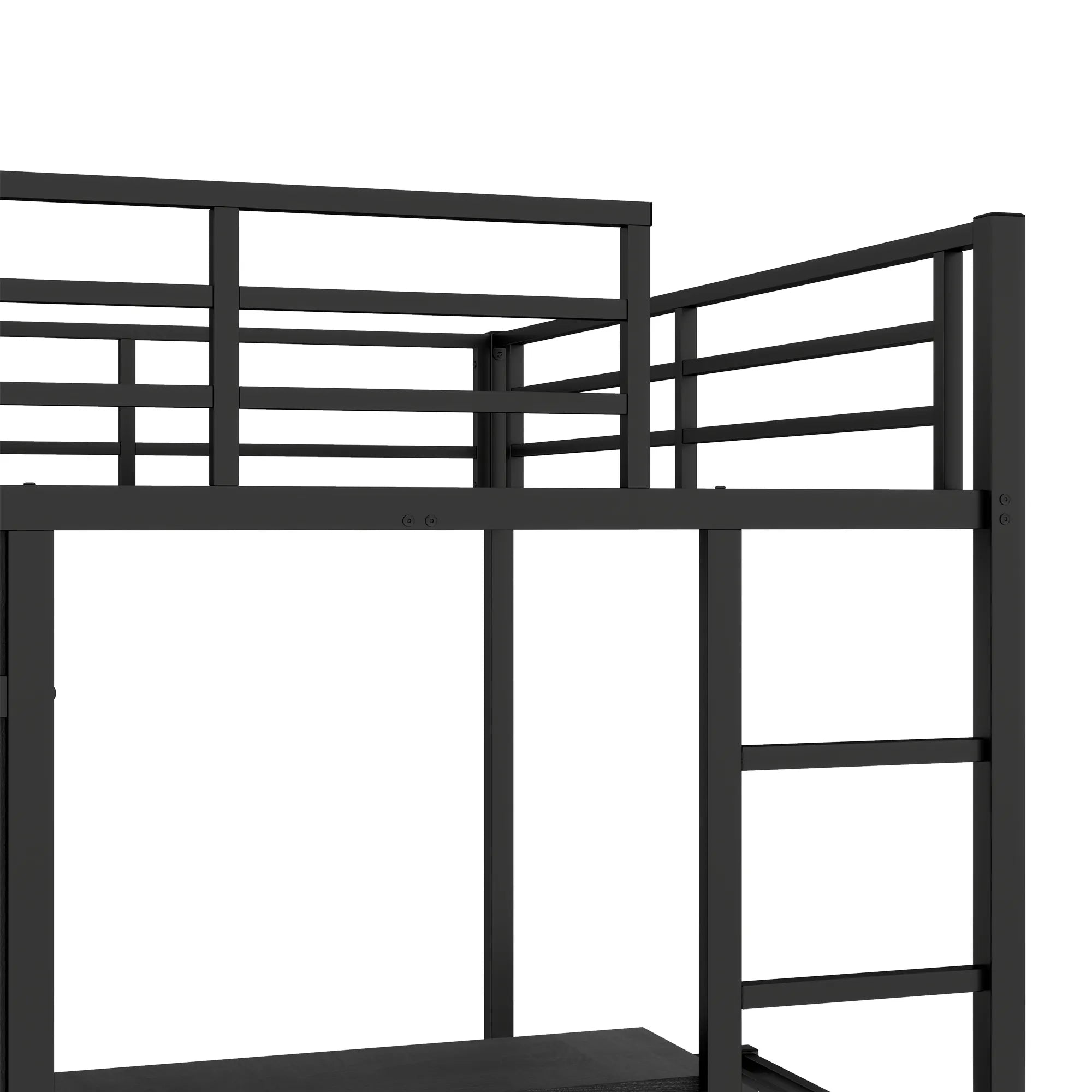 Bellemave® Full XL Over Twin Metal Bunk Bed with Folding Desk and Closet with LED - Bellemave