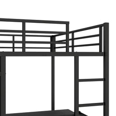 Bellemave® Full XL Over Twin Metal Bunk Bed with Folding Desk and Closet with LED - Bellemave