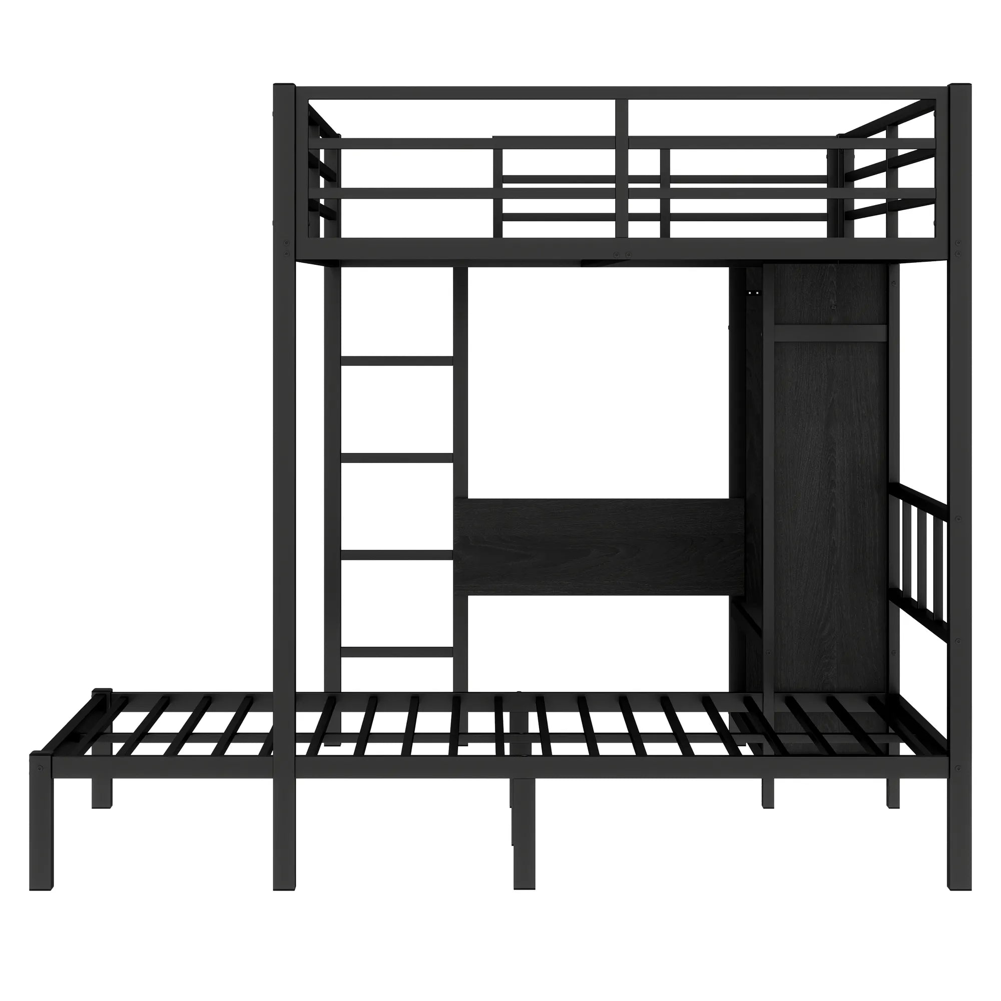 Bellemave® Full XL Over Twin Metal Bunk Bed with Folding Desk and Closet with LED - Bellemave