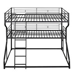 Bellemave® Full XL over Twin XL over Queen Triple Bunk Bed with Long and Short Ladder - Bellemave