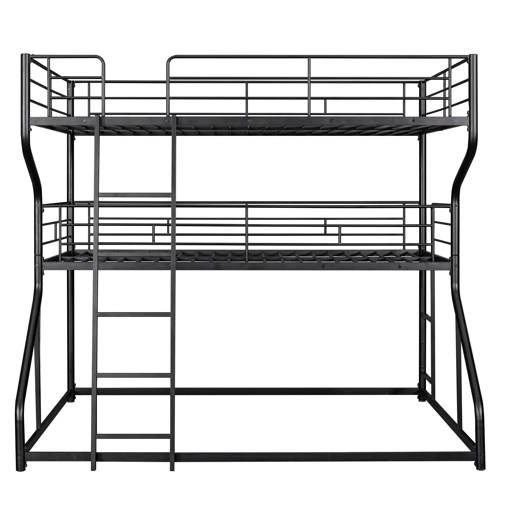 Bellemave® Full XL over Twin XL over Queen Triple Bunk Bed with Long and Short Ladder - Bellemave