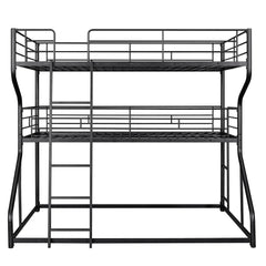 Bellemave® Full XL over Twin XL over Queen Triple Bunk Bed with Long and Short Ladder - Bellemave