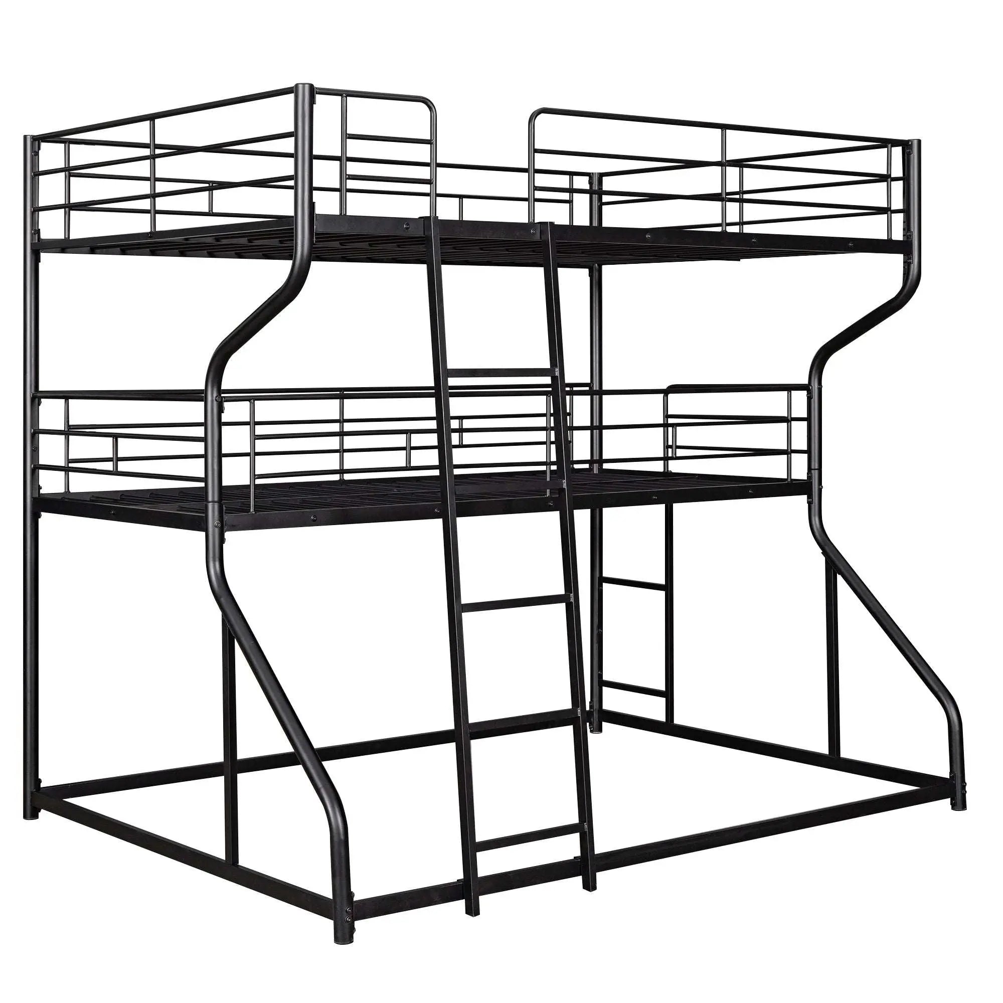 Bellemave® Full XL over Twin XL over Queen Triple Bunk Bed with Long and Short Ladder - Bellemave