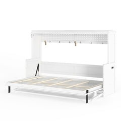 Bellemave® Full/Queen Size Murphy Bed with Desk & USB Charging Station, Solid Wood Slats - Bellemave