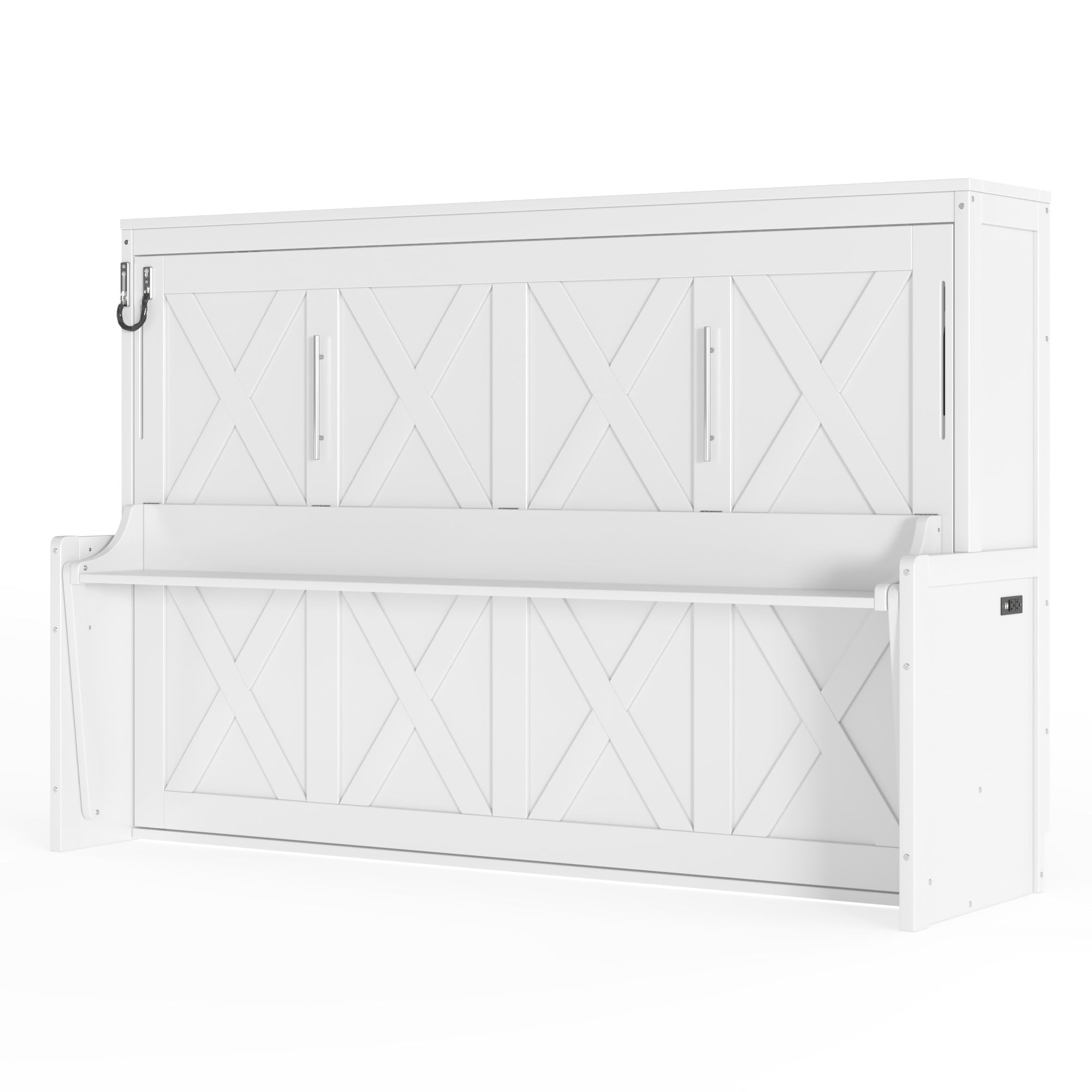 Bellemave® Full/Queen Size Murphy Bed with Desk & USB Charging Station, Solid Wood Slats - Bellemave