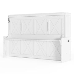 Bellemave® Full/Queen Size Murphy Bed with Desk & USB Charging Station, Solid Wood Slats - Bellemave