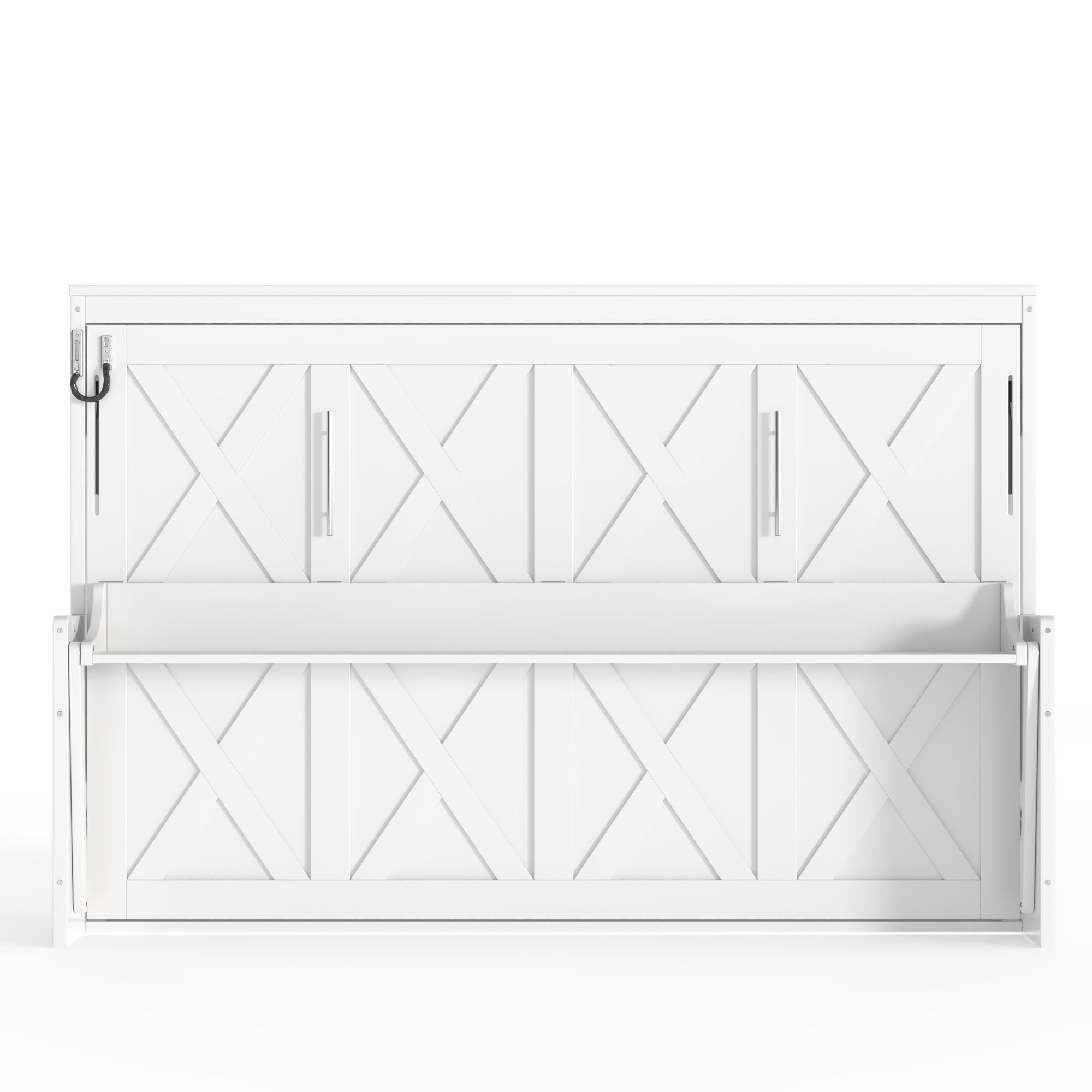 Bellemave® Full/Queen Size Murphy Bed with Desk & USB Charging Station, Solid Wood Slats - Bellemave