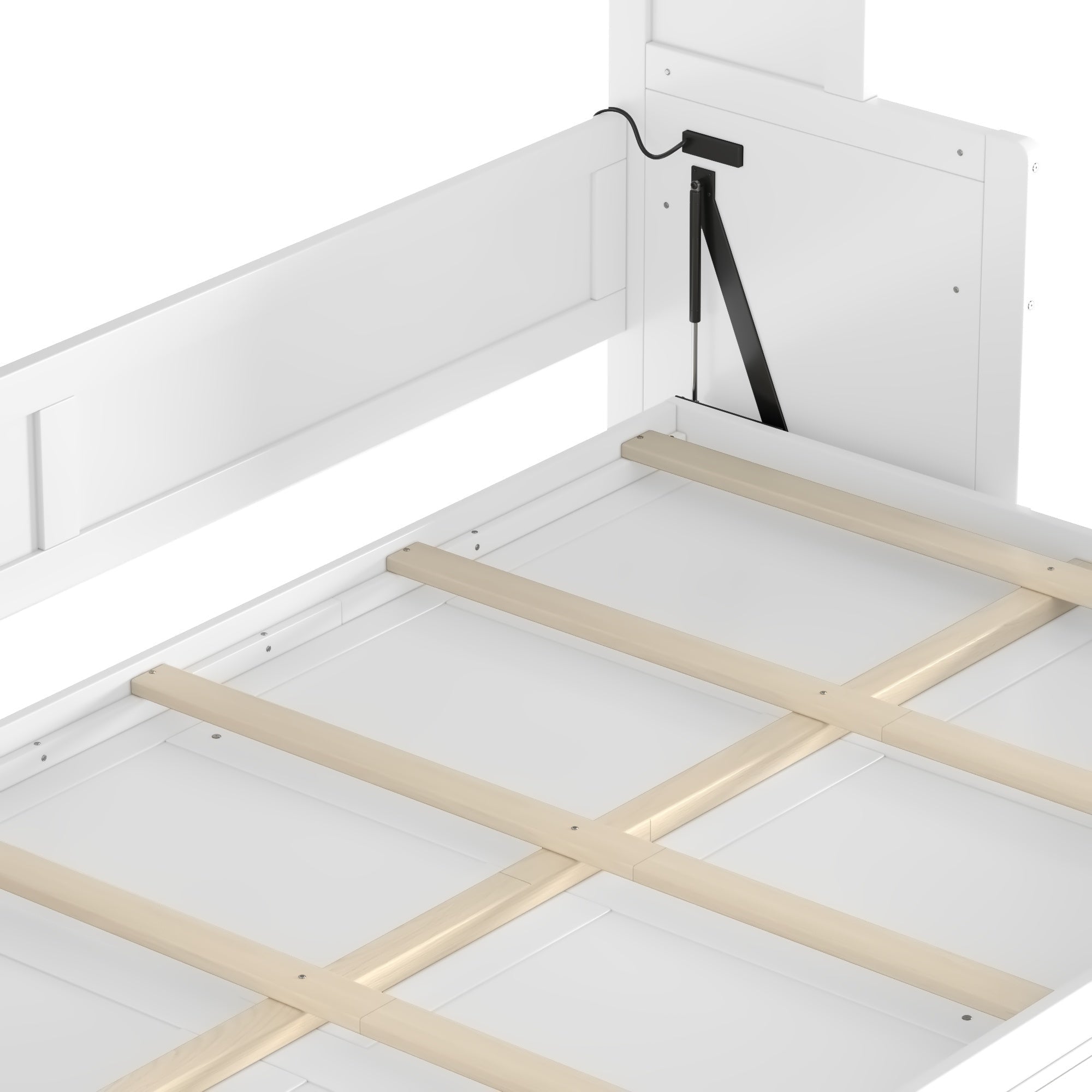 Bellemave® Full/Queen Size Murphy Bed with Desk & USB Charging Station, Solid Wood Slats - Bellemave