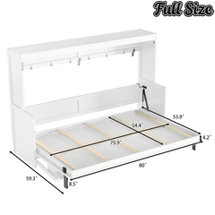 Bellemave® Full/Queen Size Murphy Bed with Desk & USB Charging Station, Solid Wood Slats - Bellemave