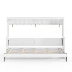 Bellemave® Full/Queen Size Murphy Bed with Desk & USB Charging Station, Solid Wood Slats - Bellemave
