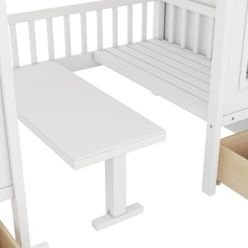 Bellemave® Fun Castle Shaped Bunk Bed Turn into Upper Bed and Down Desk - Bellemave