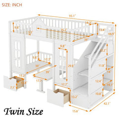Bellemave® Fun Castle Shaped Bunk Bed Turn into Upper Bed and Down Desk - Bellemave
