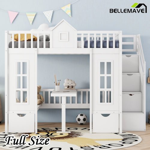 Bellemave® Fun Castle Shaped Bunk Bed Turn into Upper Bed and Down Desk - Bellemave