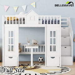 Bellemave® Fun Castle Shaped Bunk Bed Turn into Upper Bed and Down Desk - Bellemave