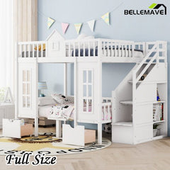 Bellemave® Fun Castle Shaped Bunk Bed Turn into Upper Bed and Down Desk - Bellemave