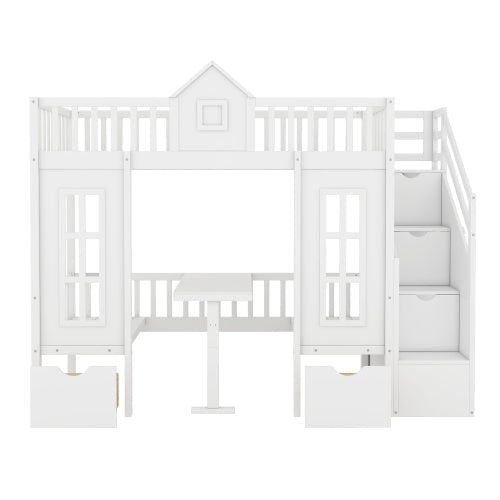 Bellemave® Fun Castle Shaped Bunk Bed Turn into Upper Bed and Down Desk - Bellemave