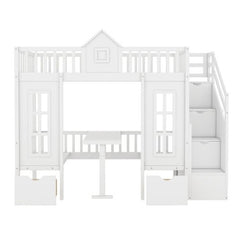 Bellemave® Fun Castle Shaped Bunk Bed Turn into Upper Bed and Down Desk - Bellemave