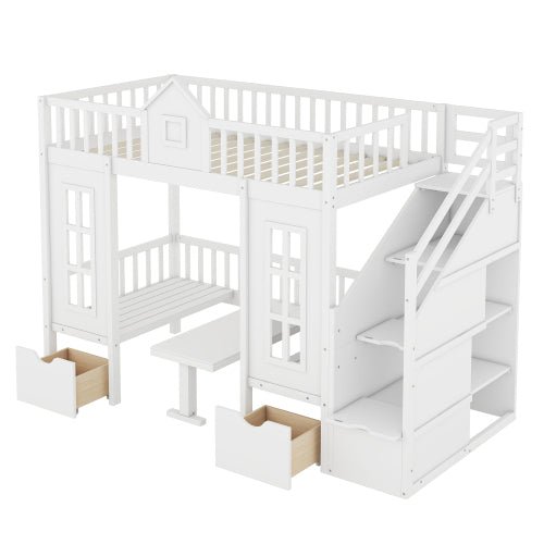 Bellemave® Fun Castle Shaped Bunk Bed Turn into Upper Bed and Down Desk - Bellemave