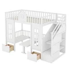 Bellemave® Fun Castle Shaped Bunk Bed Turn into Upper Bed and Down Desk - Bellemave