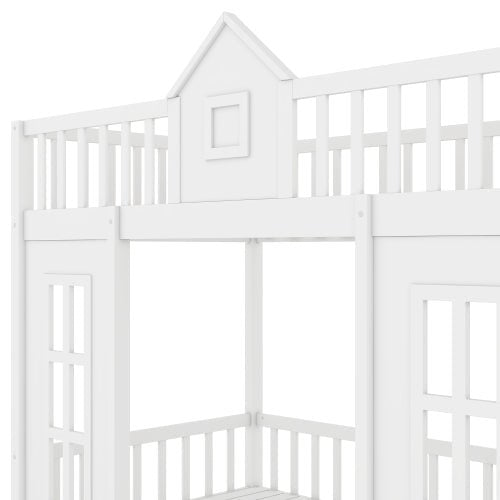 Bellemave® Fun Castle Shaped Bunk Bed Turn into Upper Bed and Down Desk - Bellemave