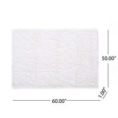 Bellemave® Fur Throw Blanket - 50" x 60" Plush & Glamorous, Ivory/White Decorative Blanket for Sofa & Bed (Dry Clean Only) - Bellemave