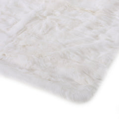 Bellemave® Fur Throw Blanket - 50" x 60" Plush & Glamorous, Ivory/White Decorative Blanket for Sofa & Bed (Dry Clean Only) - Bellemave