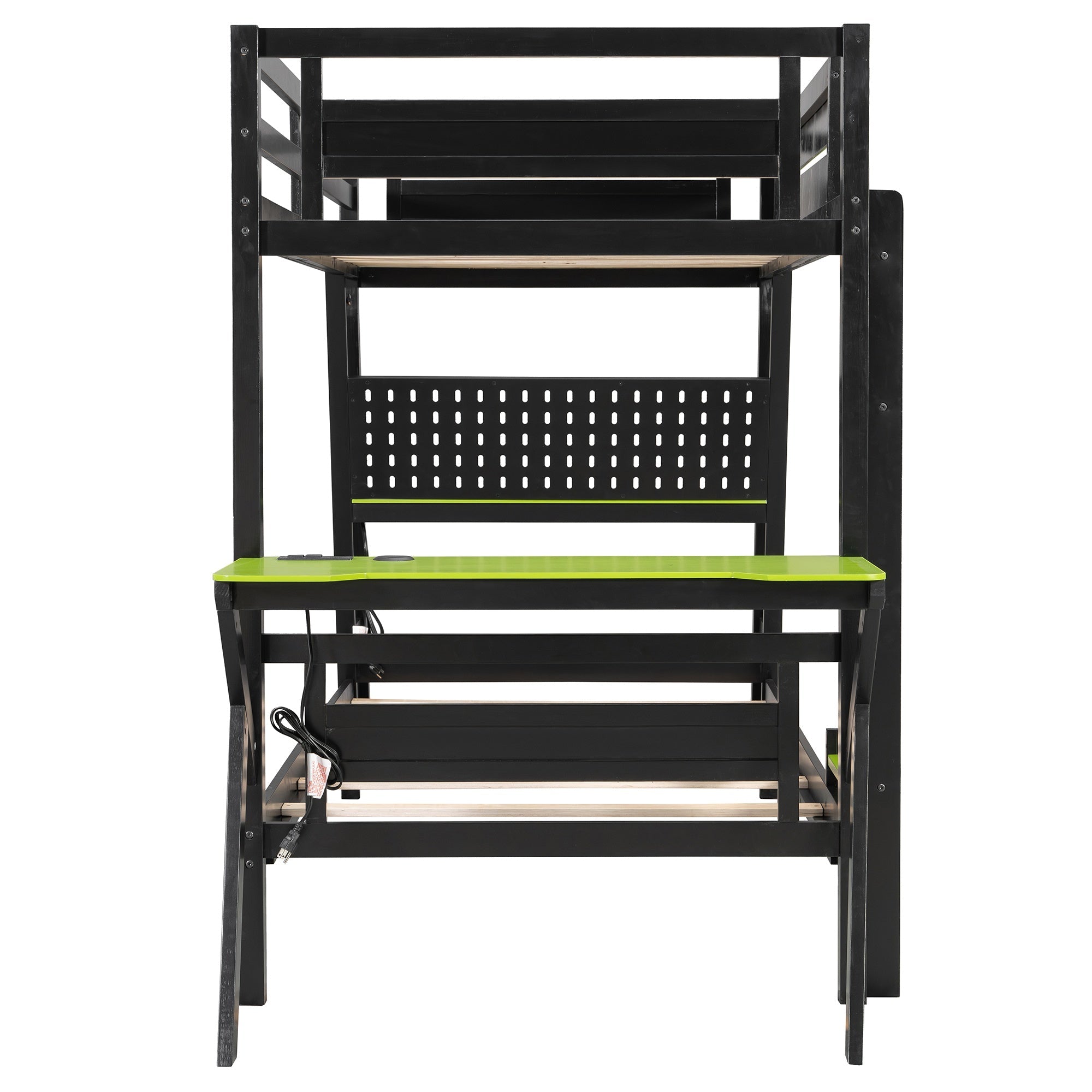 Bellemave® Gaming Bunk Bed with Desk, Storage & Charging Station, Wood Gamer Bunk Bed with 2 Desks - Bellemave