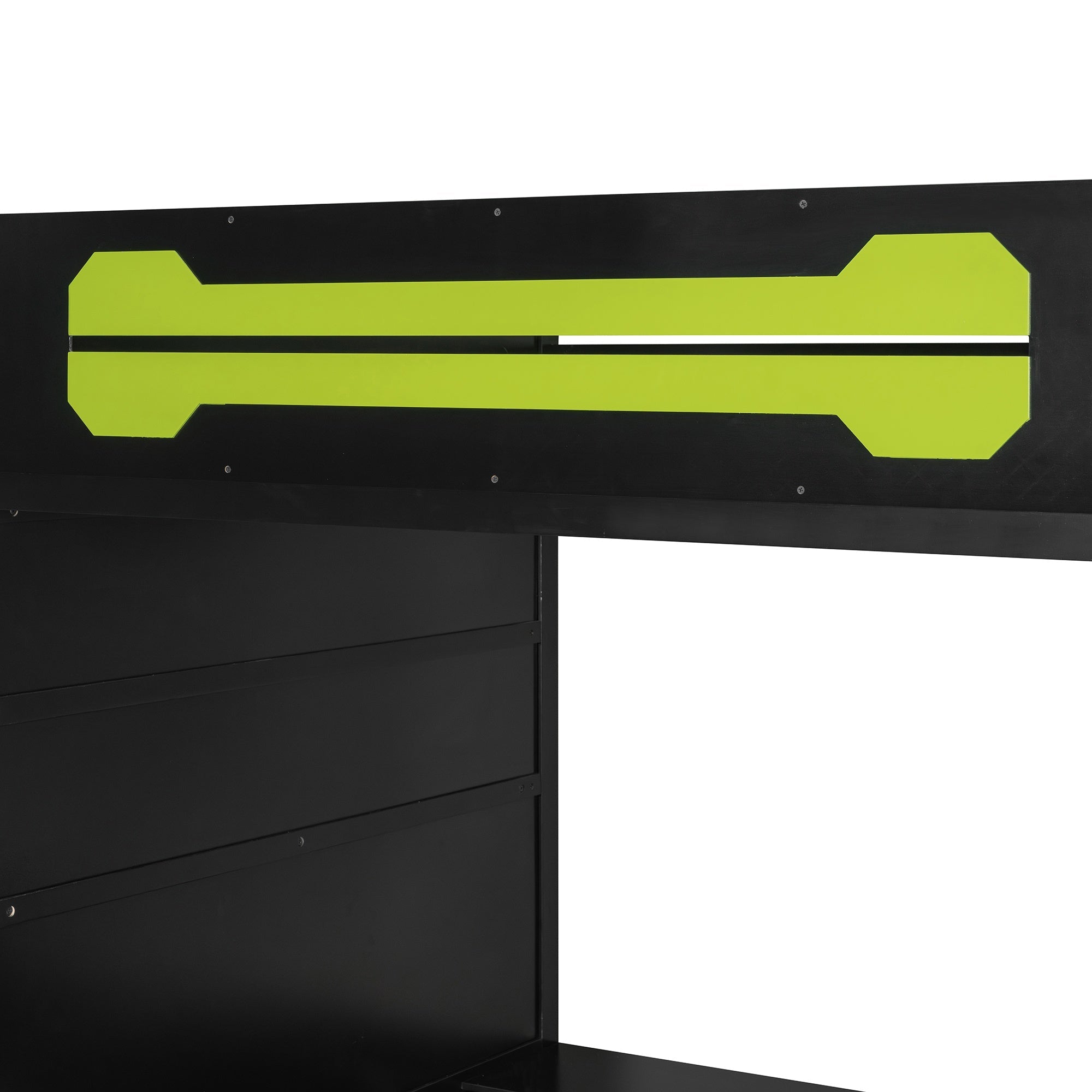 Bellemave® Gaming Loft Bed with Desk and Lights, Wood Loft Bed with Storage Shelves and Work Station - Bellemave