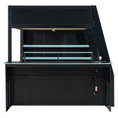 Bellemave® Gaming Loft Bed with Desk and Shelves,Esports Design for PC & Console Gamers,Full Size Wood Loft Bed Frame with RGB Light - Bellemave