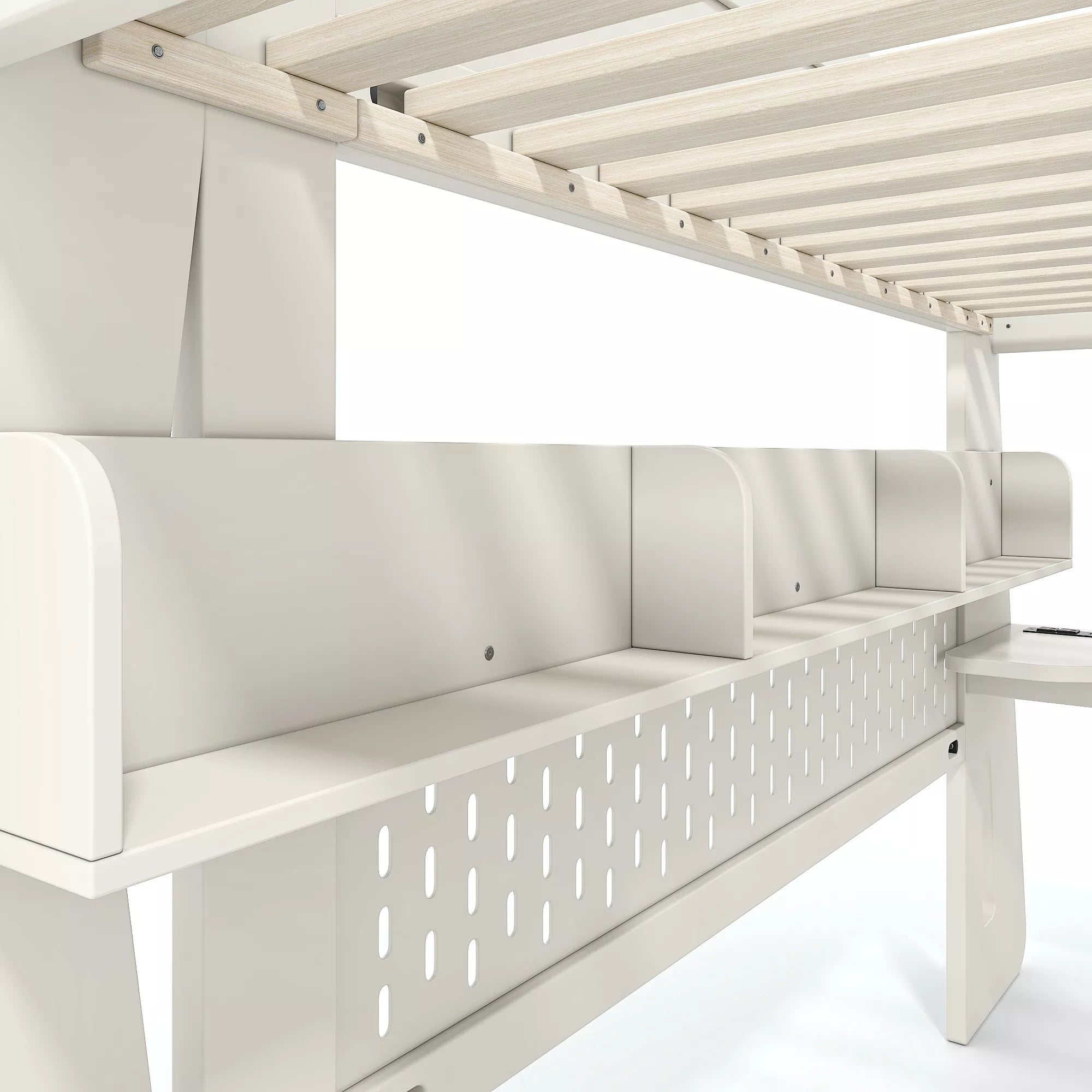 Bellemave® Gaming Loft Bed with Desk and Storage, LED Loft Bed Frame for Teens with Space-Saving Design - Bellemave