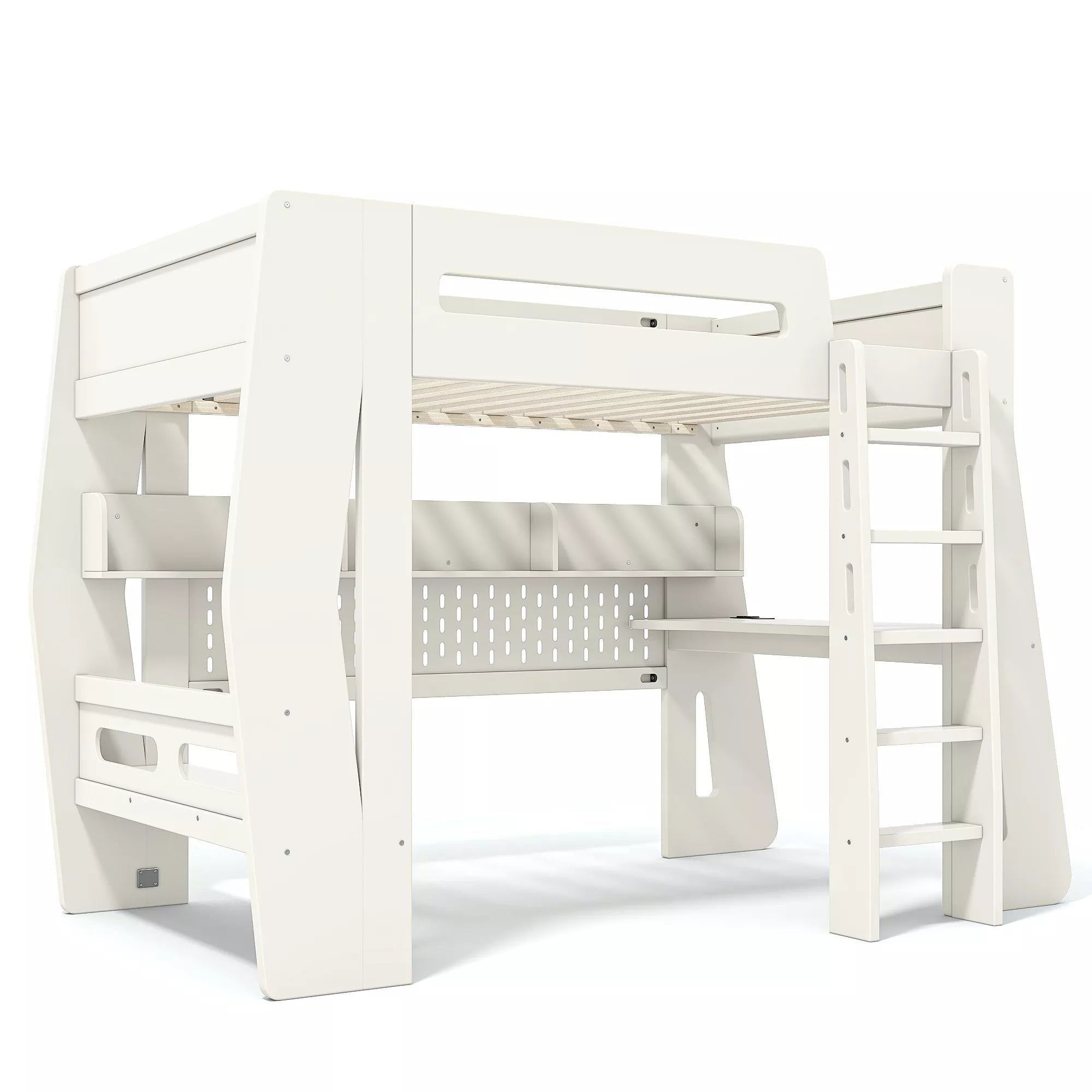 Bellemave® Gaming Loft Bed with Desk and Storage, LED Loft Bed Frame for Teens with Space-Saving Design - Bellemave