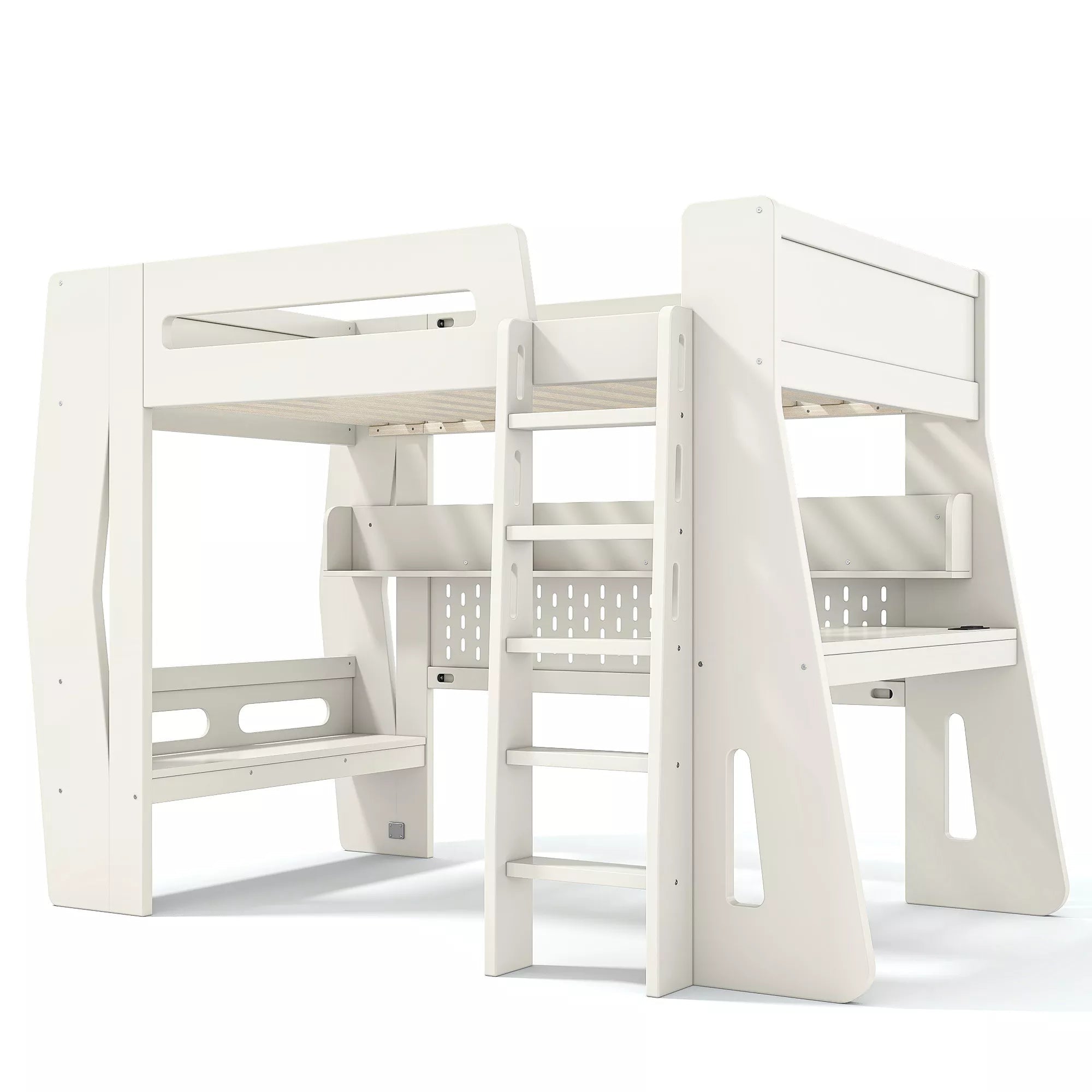 Bellemave® Gaming Loft Bed with Desk and Storage, LED Loft Bed Frame for Teens with Space-Saving Design - Bellemave
