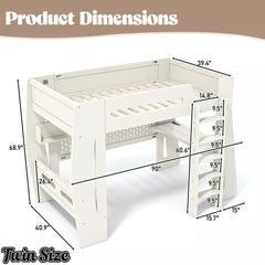Bellemave® Gaming Loft Bed with Desk and Storage, LED Loft Bed Frame for Teens with Space-Saving Design - Bellemave
