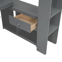 Bellemave® Gaming Loft Bed with Desk, LED and Charging Station, Loft Bed Frame with Multi - Storage Shelves, Dark Gray - Bellemave