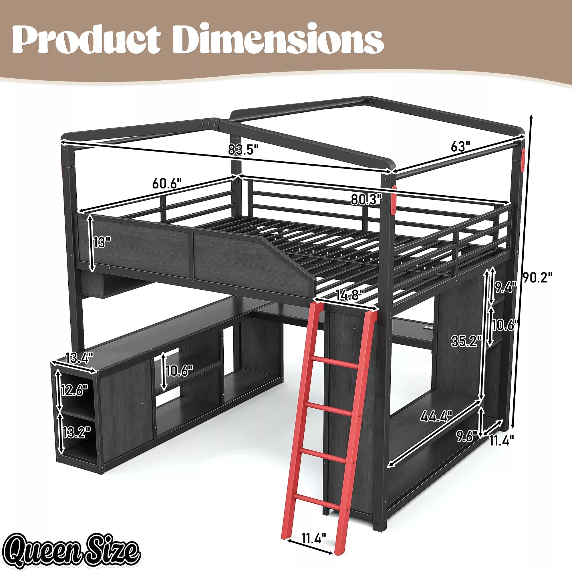 Queen Size Gaming Loft Bed Dimensions