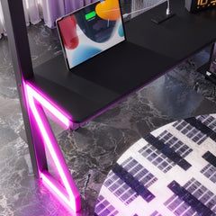 Bellemave® Gaming Loft Bed with L - Shaped Desk, Computer Tray, Peg Board & USB Ports, Metal Loft Bed Frame with RGB Lights & Storage Shelves for Teens, Black - Bellemave