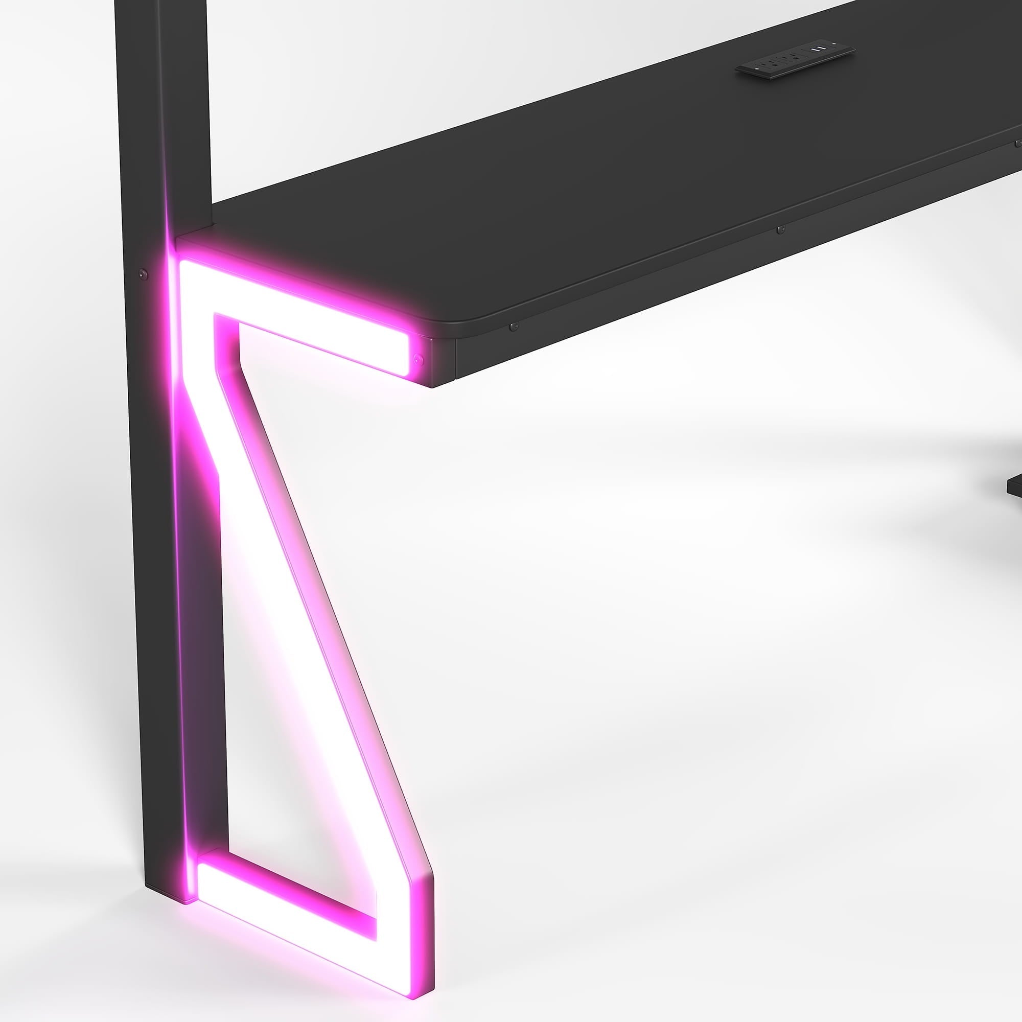 Bellemave® Gaming Loft Bed with L - Shaped Desk, Computer Tray, Peg Board & USB Ports, Metal Loft Bed Frame with RGB Lights & Storage Shelves for Teens, Black - Bellemave