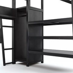 Built in wardrobe and storage shelf detail on gaming loft bed