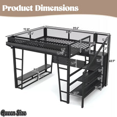 Queen size gaming loft bed dimensions