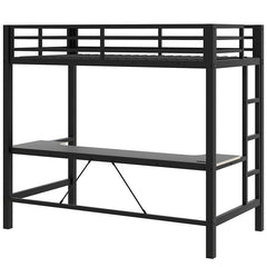 Bellemave® Gaming Metal Loft Bed with LED Light and Desk - Bellemave