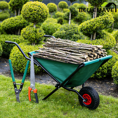 Bellemave® Garden Cart Wheelbarrow, Outdoor Utility Wagon with 10" Pneumatic Tires for Gardening, Warehouse - Bellemave