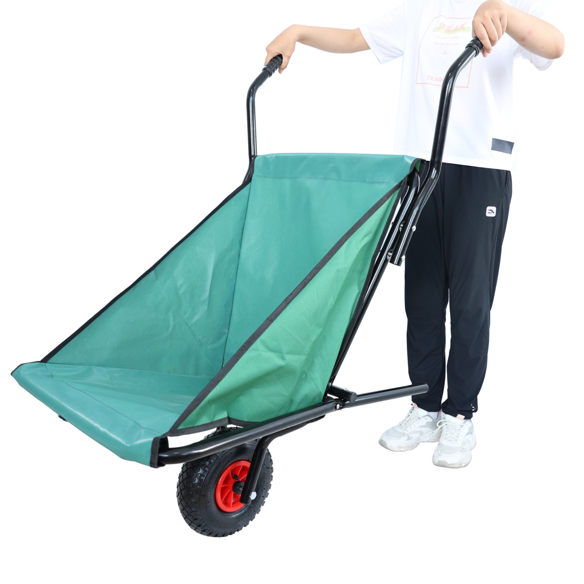 Bellemave® Garden Cart Wheelbarrow, Outdoor Utility Wagon with 10" Pneumatic Tires for Gardening, Warehouse - Bellemave