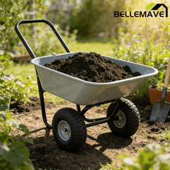 Bellemave® Garden Cart Wheelbarrow, Outdoor Utility Wagon with 10" Pneumatic Tires for Gardening, Warehouse - Bellemave
