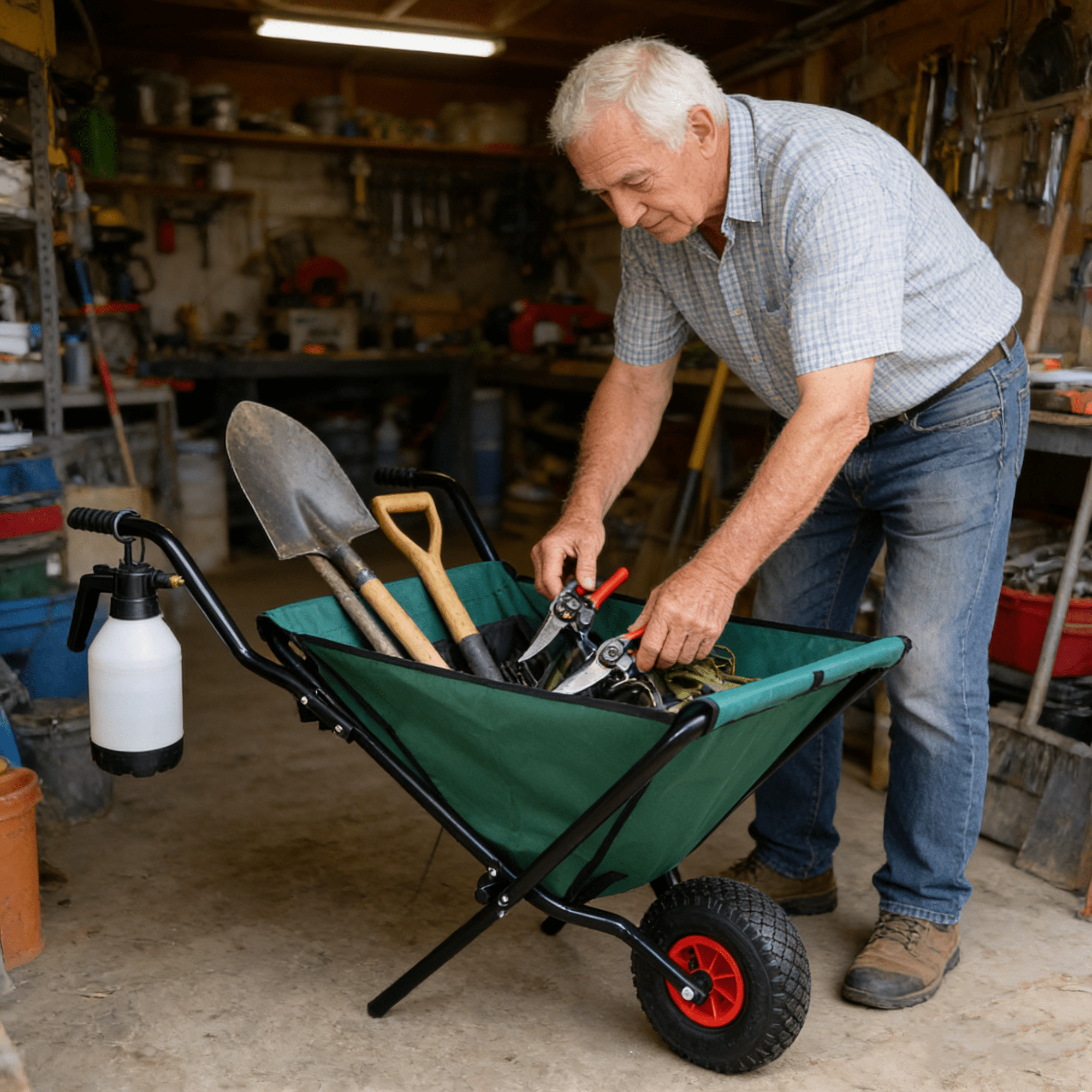 Bellemave® Garden Cart Wheelbarrow, Outdoor Utility Wagon with 10" Pneumatic Tires for Gardening, Warehouse - Bellemave
