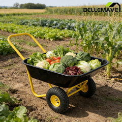 Bellemave® Garden Cart Wheelbarrow, Outdoor Utility Wagon with 10" Pneumatic Tires for Gardening, Warehouse - Bellemave