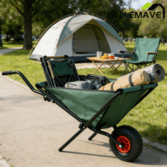 Bellemave® Garden Cart Wheelbarrow, Outdoor Utility Wagon with 10" Pneumatic Tires for Gardening, Warehouse - Bellemave