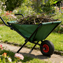 Bellemave® Garden Cart Wheelbarrow, Outdoor Utility Wagon with 10" Pneumatic Tires for Gardening, Warehouse - Bellemave