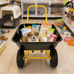 Bellemave® Garden Cart Wheelbarrow, Outdoor Utility Wagon with 10" Pneumatic Tires for Gardening, Warehouse - Bellemave