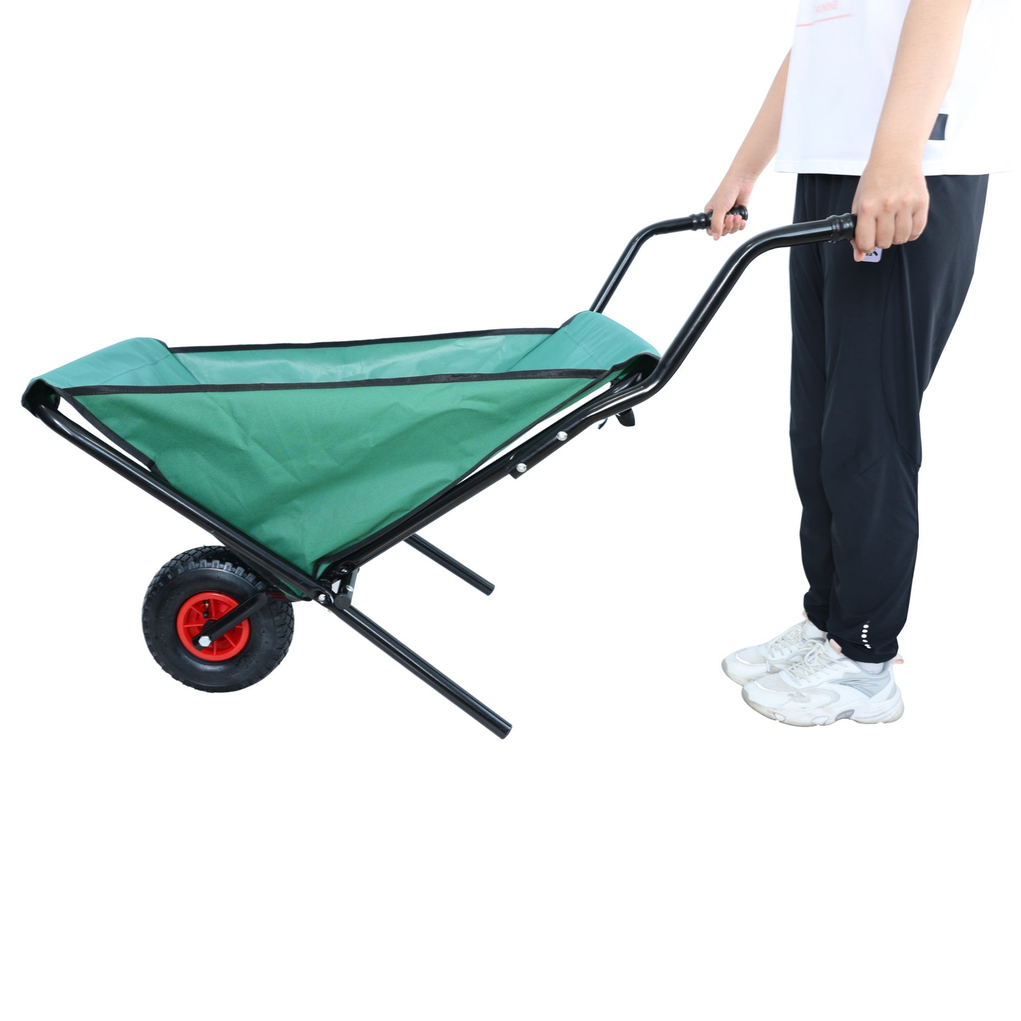 Bellemave® Garden Cart Wheelbarrow, Outdoor Utility Wagon with 10" Pneumatic Tires for Gardening, Warehouse - Bellemave