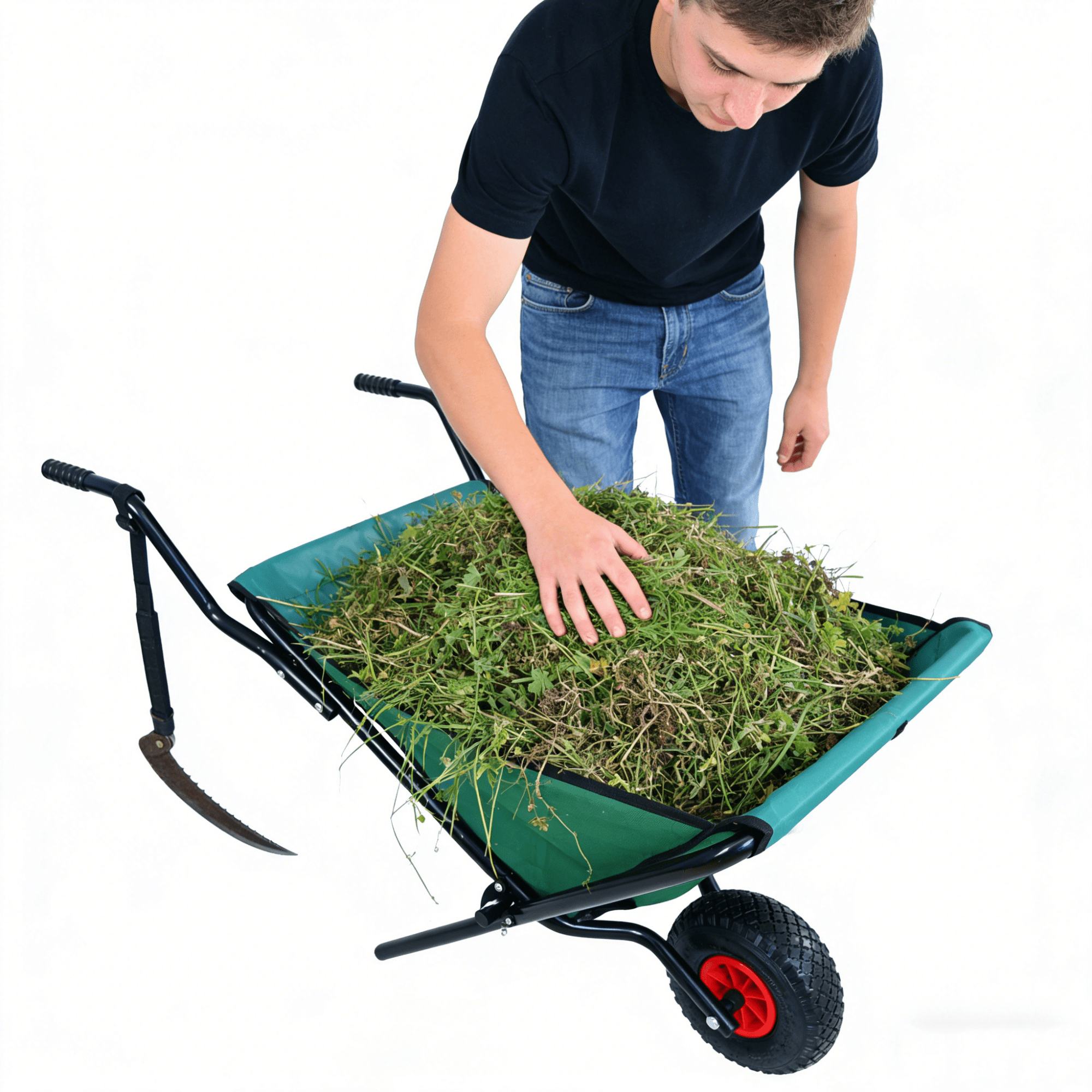 Bellemave® Garden Cart Wheelbarrow, Outdoor Utility Wagon with 10" Pneumatic Tires for Gardening, Warehouse - Bellemave